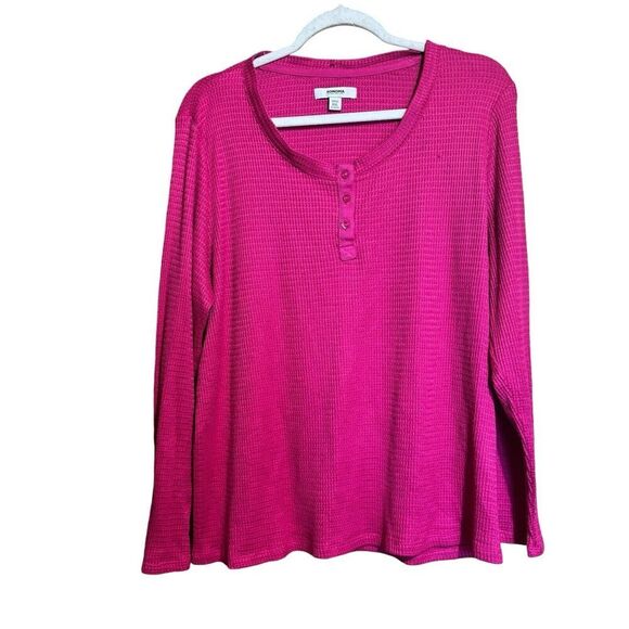 Sonoma Top Womens XXL Pink Waffle Knit Stretch Long Sleeve Blouse - Picture 1 of 9